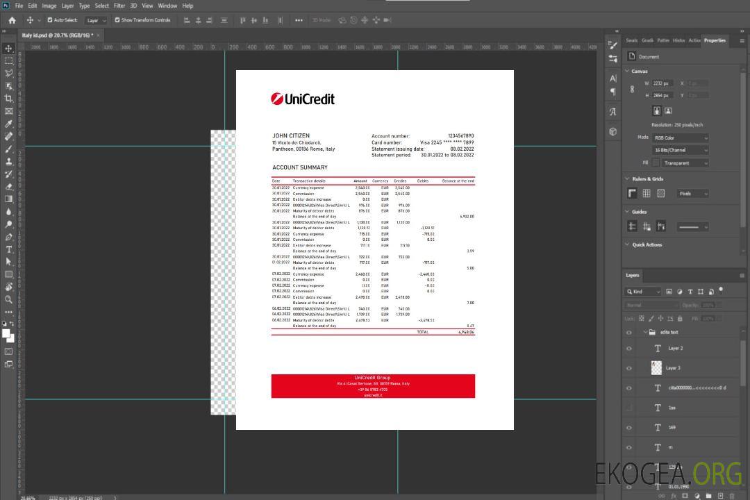 Relevé bancaire Unicredit Italie xls template Relevé bancaire Unicredit Italie xls template